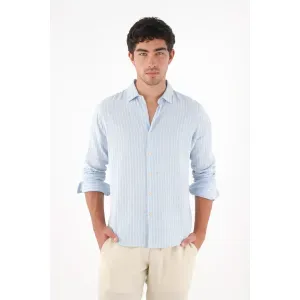 Camisa a rayas manga larga para hombre