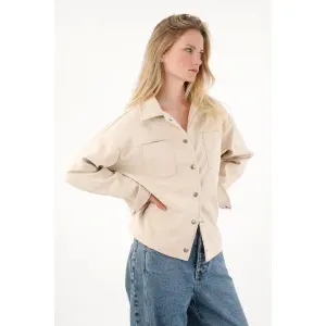 Chaqueta en cuero sintético crudo para mujer