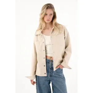 Chaqueta en cuero sintético crudo para mujer