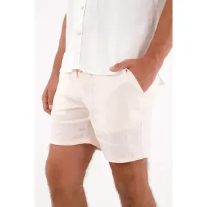 Bermuda en 100% lino clásica rosada para hombre