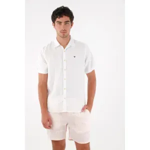 Bermuda en 100% lino clásica rosada para hombre