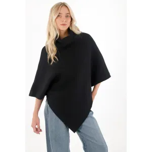 Buzo tipo capa cuello alto negro para mujer