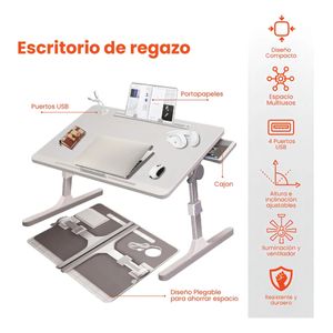Mesa Laptop Ajustable Con Luz Ergonómica Trabaja En Casa