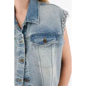 Chaleco oversize en denim azul para mujer
