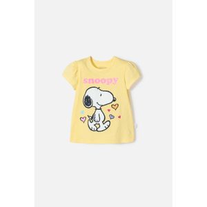 Camiseta de Snoopy manga corta amarilla para niña 2T a 5T