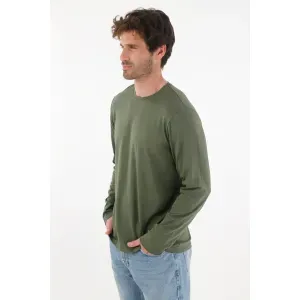 Camiseta manga larga verde para hombre