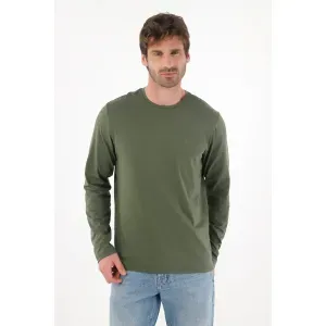 Camiseta manga larga verde para hombre