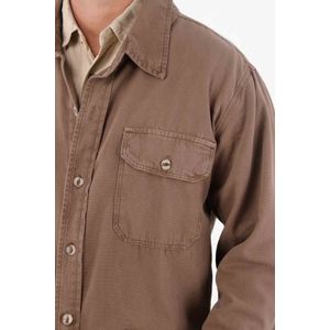 Camisa clásica en tela plana café para hombre