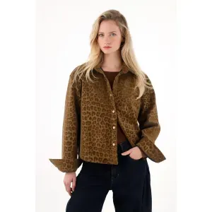 Chaqueta con diseño animal print a tono para mujer