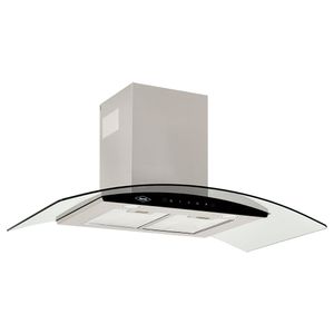 Campana península vidrio inox-negro de 90cm con 3 velocidades