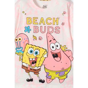 Camiseta de Bob Esponja manga corta coral para niña