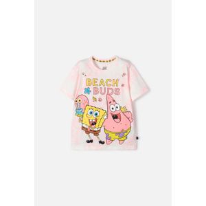 Camiseta de Bob Esponja manga corta coral para niña