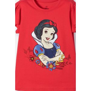 Camiseta de Blancanieves roja estampada en frente para niña