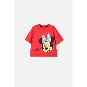 Camiseta de Minnie Mouse manga corta rojo para niña