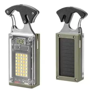 Linterna Reflector Con Panel Solar 5 Modos De Luz, Recargable, Llavero De Emergencia- W513
