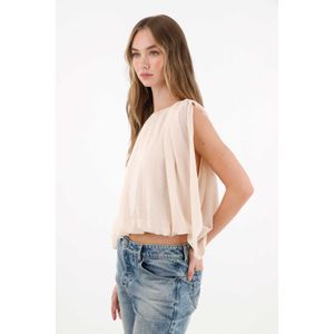 Camisa en tela liviana y vaporosa crudo para mujer