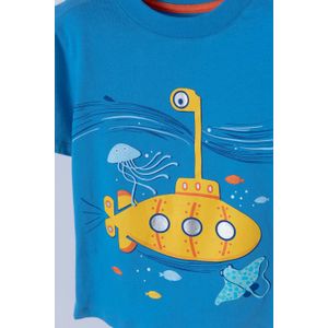 Camiseta Littlemic azul cuello redondo para niño 2T a 5T