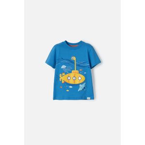 Camiseta Littlemic azul cuello redondo para niño 2T a 5T