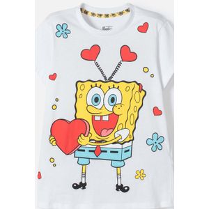 Pijama de Bob Esponja pntalón largo amarillo y blanco para niña