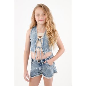Chaleco en denim con estrella para niña