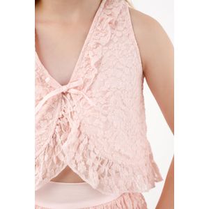 Chaleco con encaje rosado para niña