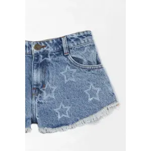 Bermuda en denim con estrellas para niña
