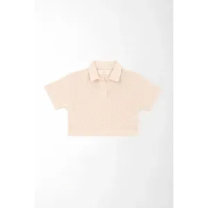 Camiseta tipo polo rosada para niña