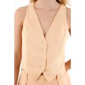 Chaleco con botones naranja para mujer