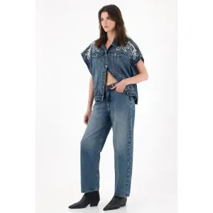 Jean para mujer tennis, jeans recto  plano pesado cintura con pretina