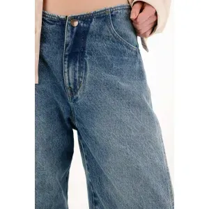 Jean para mujer tennis, jeans slouchy plano pesado cintura con pretina