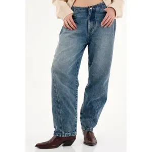 Jean para mujer tennis, jeans slouchy plano pesado cintura con pretina