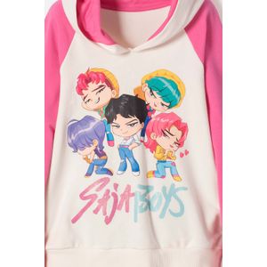 Buzo de K- pop Demon Hunters con capucha fucsia para niña