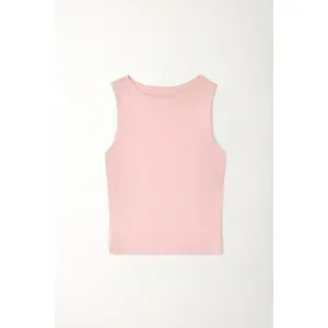 Camiseta ajustada manga sisa crudo para mujer