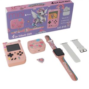 Combo 4 en 1 Reloj Consola Audifonos Unicornio Para Niñas