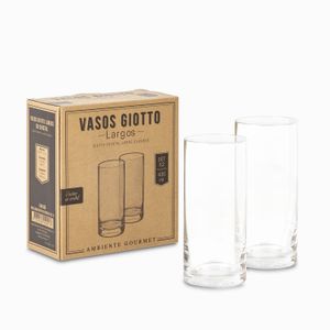 Vaso largo Giotto en cristal 430ml set x2