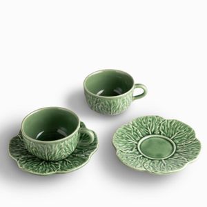 Pocillo y plato Huerto Verde 220ml set x2