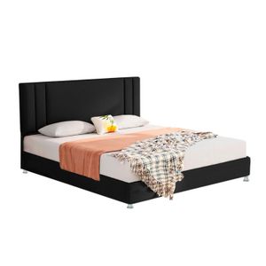 Base Cama Con Espaldar Queen Lupe Negro