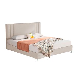 Base Cama Con Espaldar Sencillo Lupe Beige