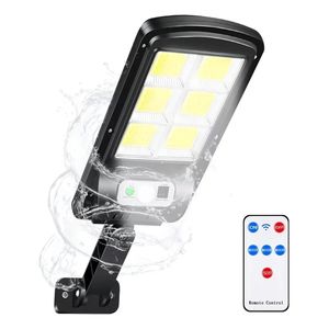Lampara pared Led solar 48 solar LED negra 50W sensor remoto