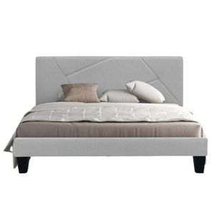 Base Cama Con Espaldar Semidoble Hampton Gris Perla