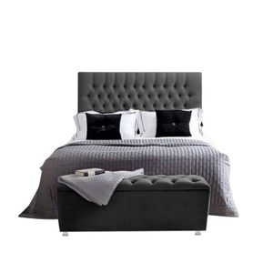 Base Cama Con Espaldar Doble Paris Gris Plomo