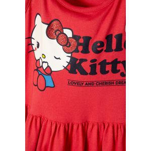 Vestido de Hello Kitty manga sisa rojo para niña