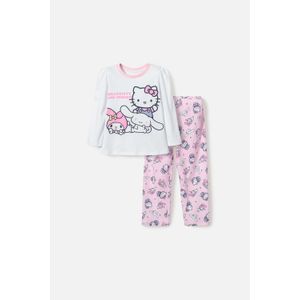 Pijama de Hello Kitty blanca y rosada de camiseta manga larga para niña 2T a 5T