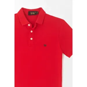 Polo con raqueta bordada rojo para niño