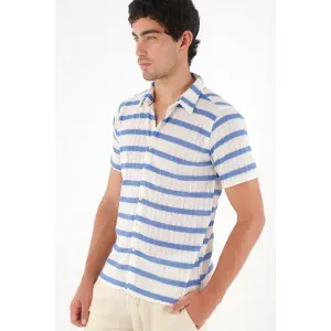 Camisa tipo bowling a rayas para hombre