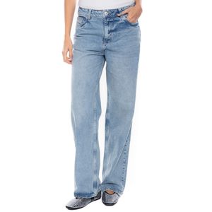 High Waist Wide Leg Jeans Tono Claro