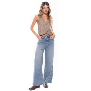 Chaleco Efecto Cuero Con Botones En Frente