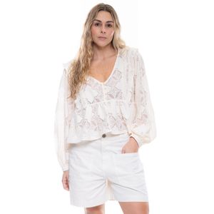 Camisa Manga Larga Con Detalles En Encaje