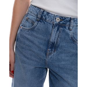 High Waist Wide Leg Jeans Tono Medio