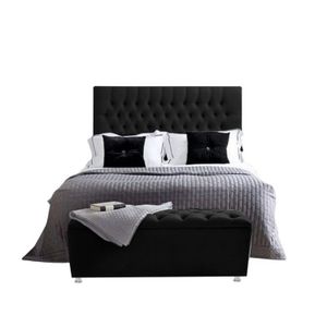 Base Cama Con Espaldar Queen Paris Negro